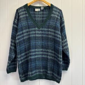Vintage Paul Harris Design Womens Academia Plaid Mohair Blend Sweater Size S